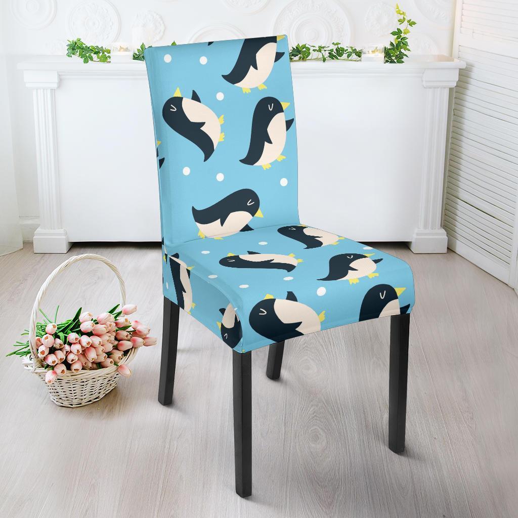 Snow Polka Dot Penguin Pattern Print Chair Cover-grizzshop