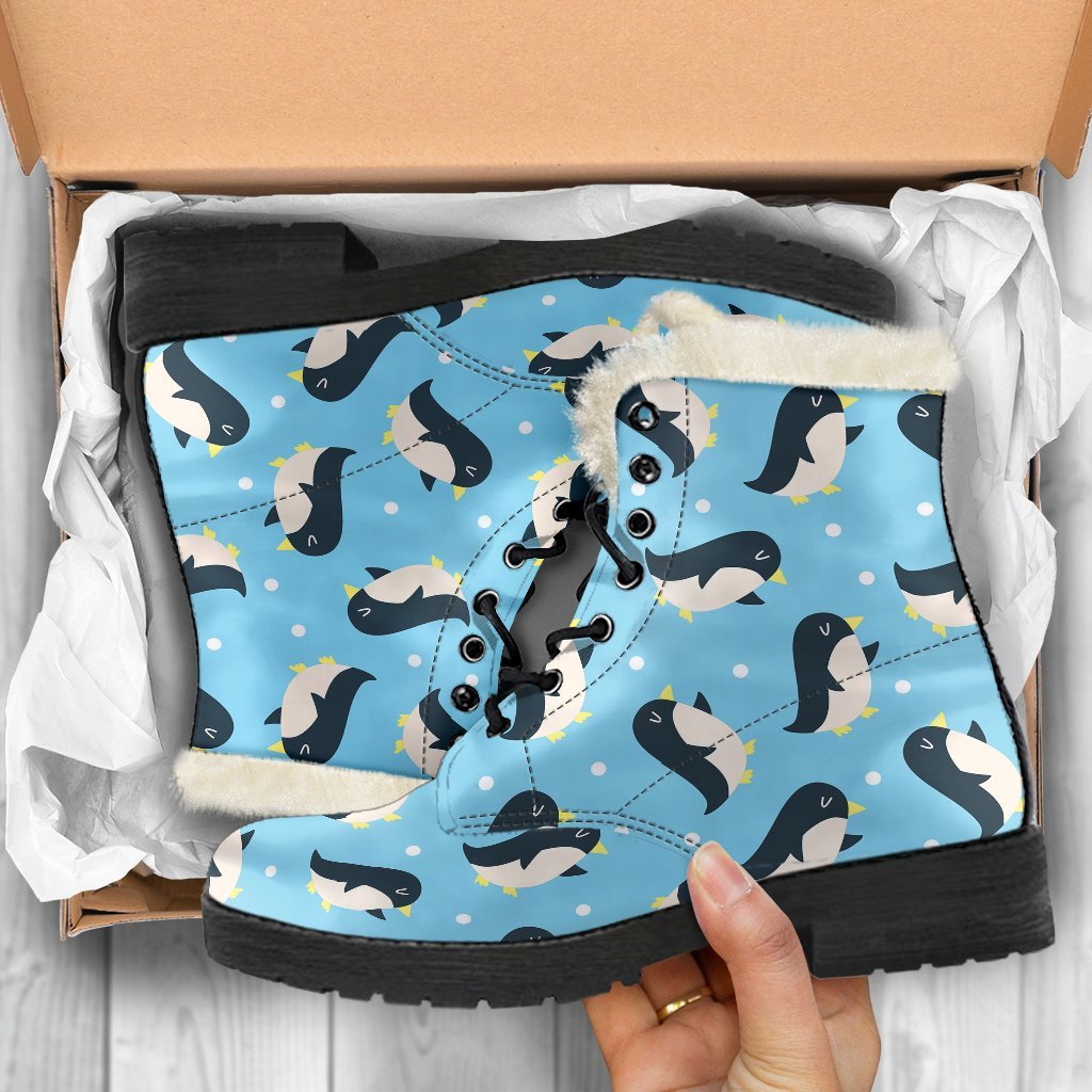 Snow Polka Dot Penguin Pattern Print Comfy Winter Boots-grizzshop