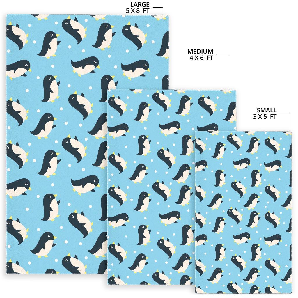 Snow Polka Dot Penguin Pattern Print Floor Mat-grizzshop