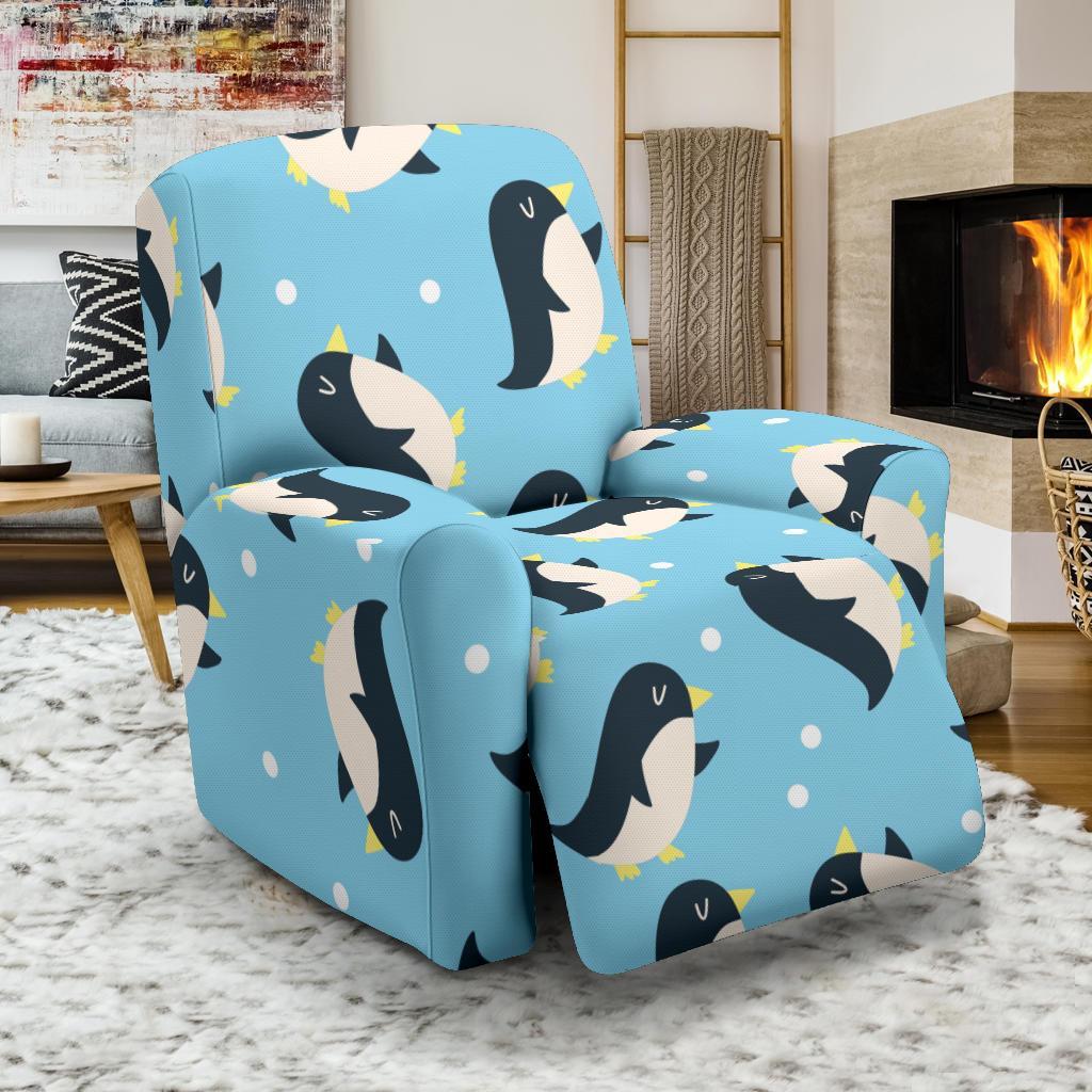 Snow Polka Dot Penguin Pattern Print Recliner Cover-grizzshop