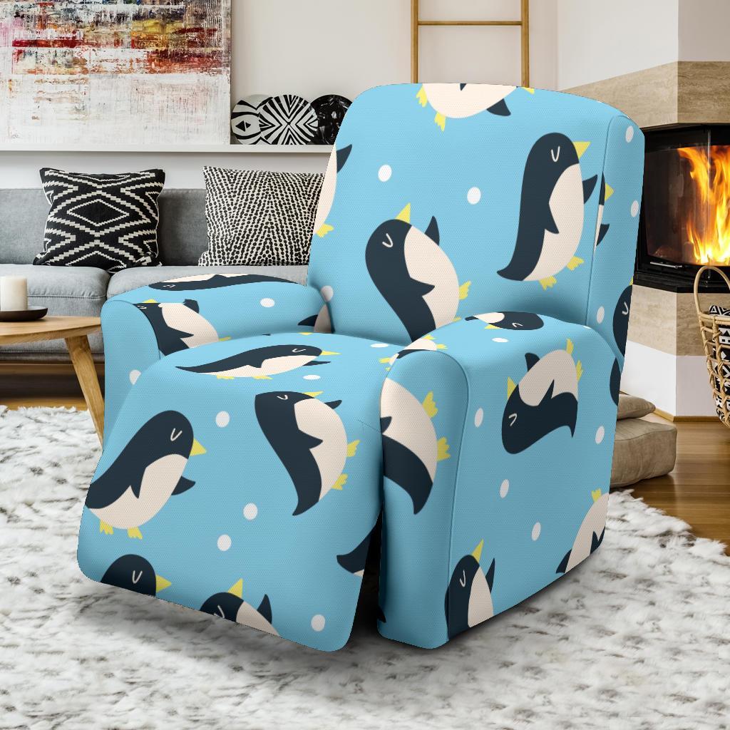 Snow Polka Dot Penguin Pattern Print Recliner Cover-grizzshop