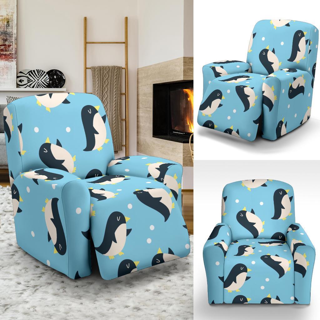 Snow Polka Dot Penguin Pattern Print Recliner Cover-grizzshop