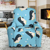 Snow Polka Dot Penguin Pattern Print Recliner Cover-grizzshop