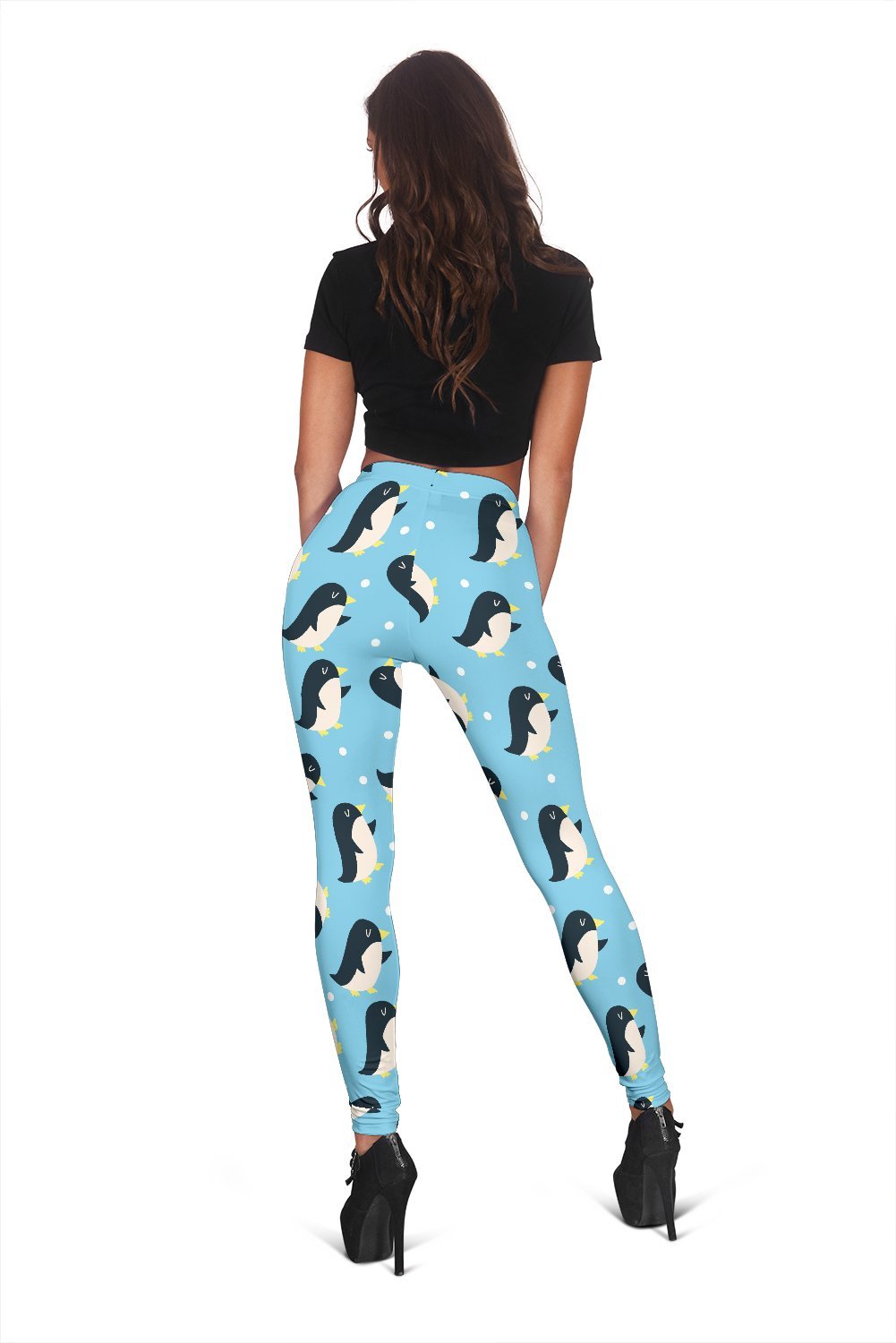 Snow Polka Dot Penguin Pattern Print Women Leggings-grizzshop