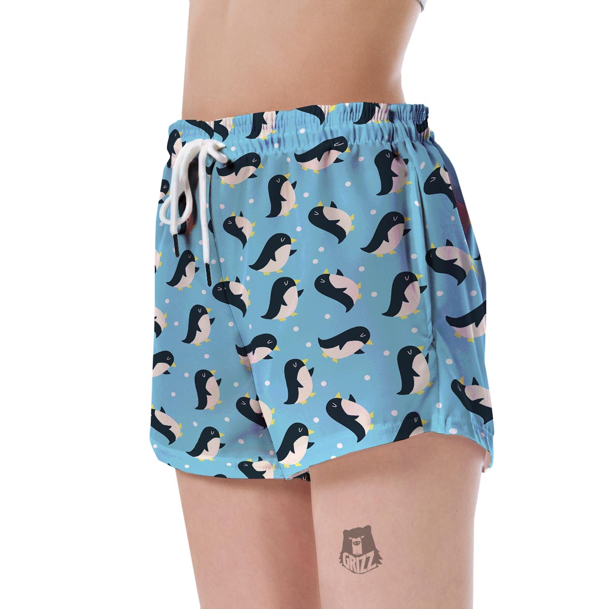 Snow Polka Dot Penguin Pattern Print Women's Shorts-grizzshop