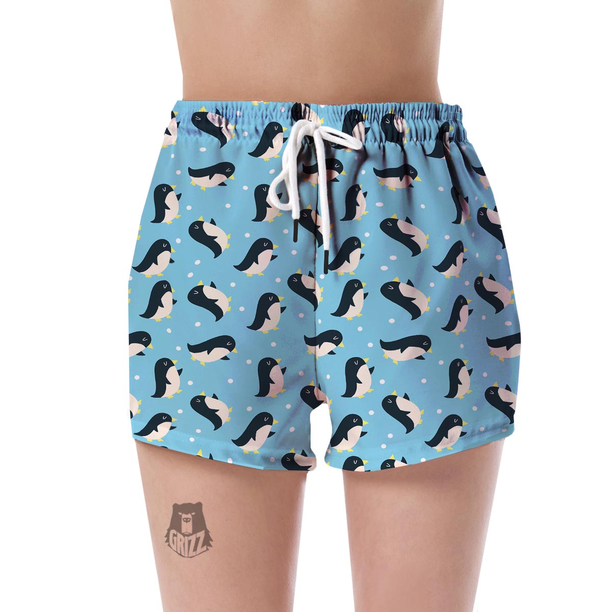 Snow Polka Dot Penguin Pattern Print Women's Shorts-grizzshop