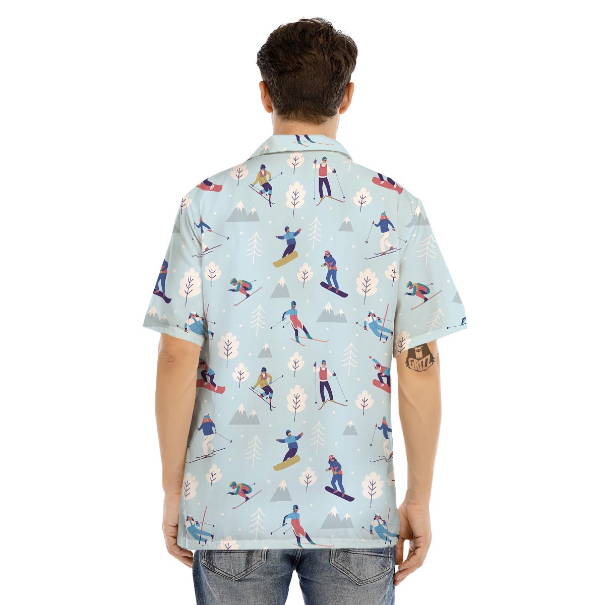 Snowboard And Ski Print Pattern Men's Hawaiian Shirt-grizzshop