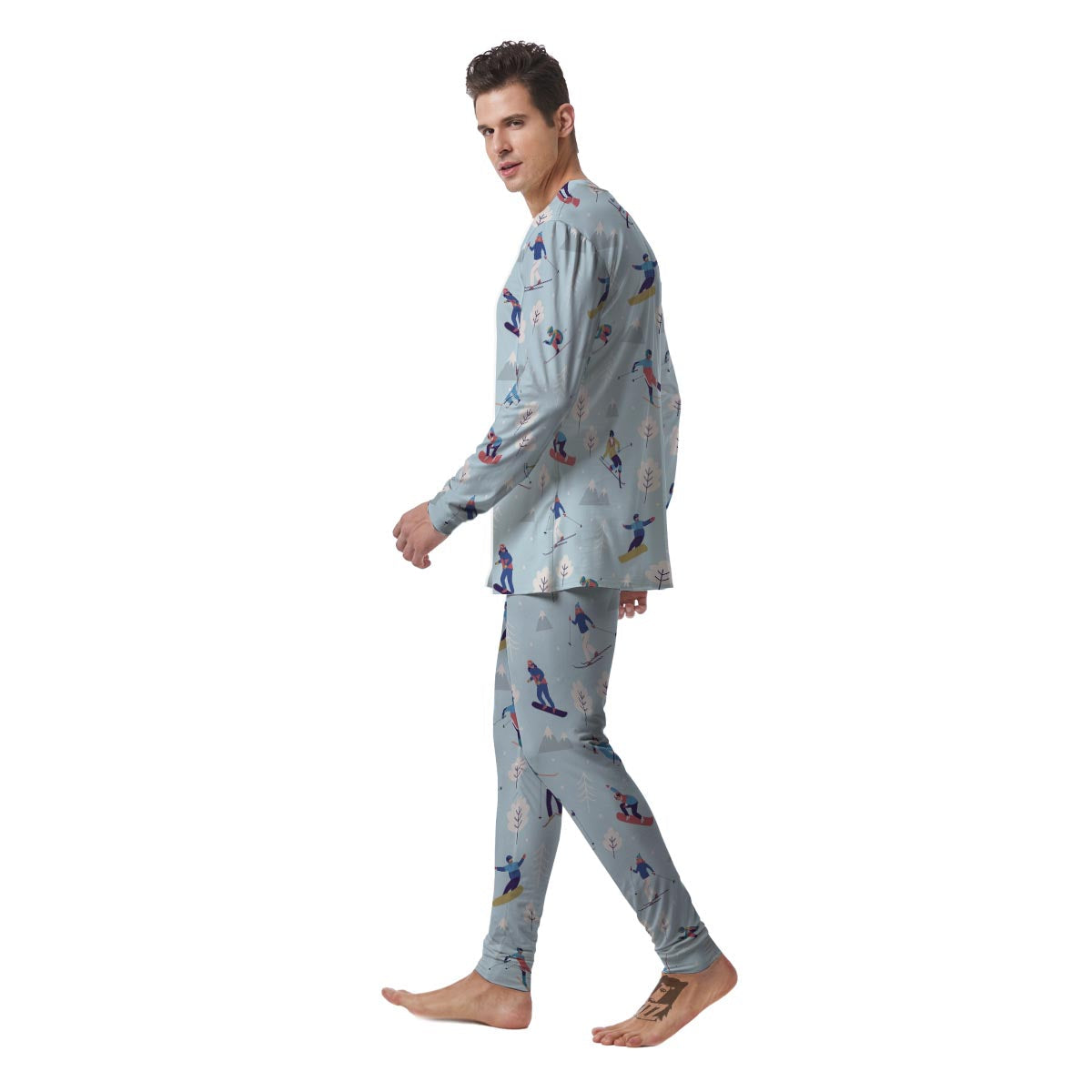 Snowboard And Ski Print Pattern Men's Pajamas-grizzshop