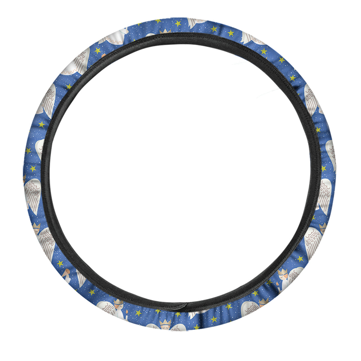Snowflake And Angel Print Pattern Car Steering Wheel Cover-grizzshop