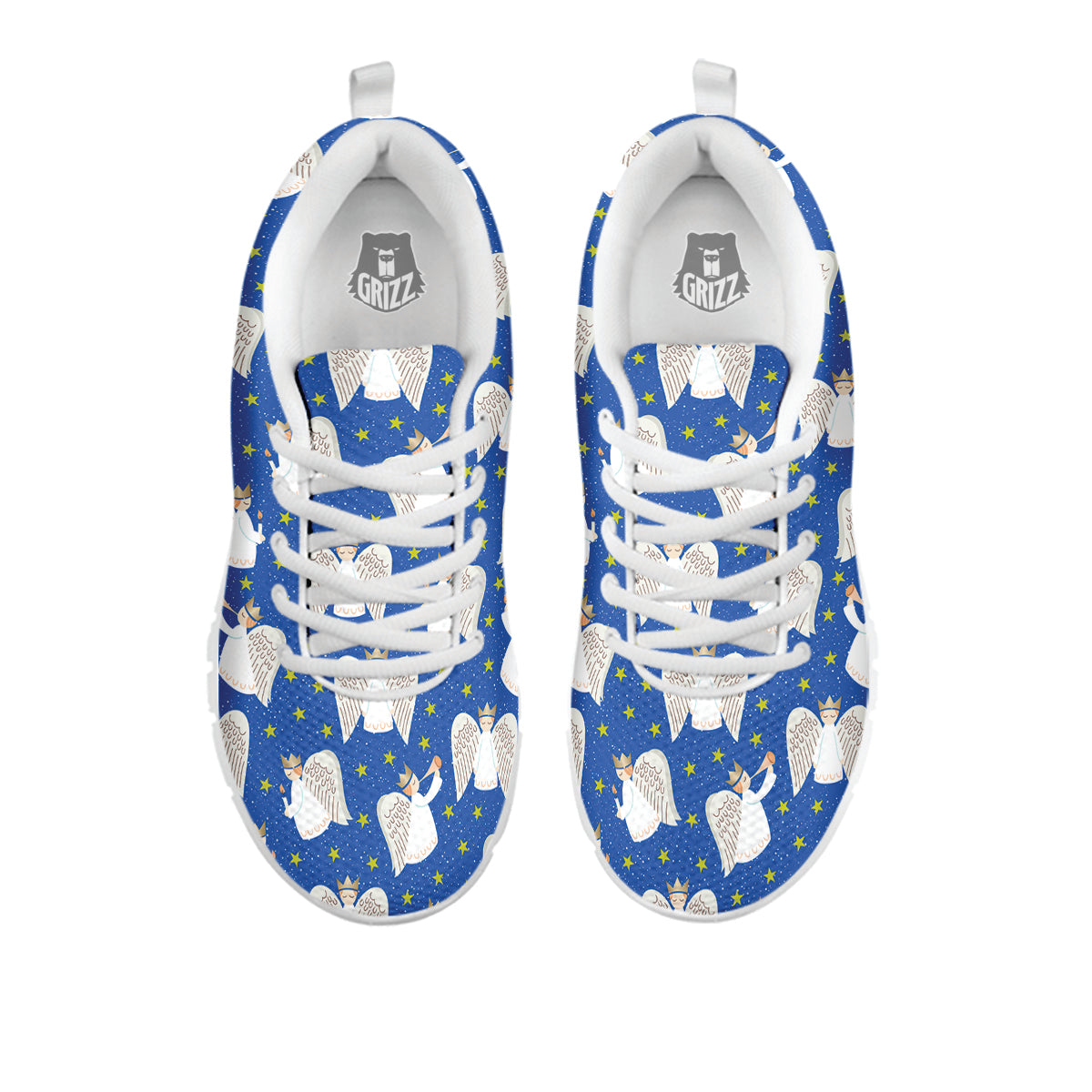 Snowflake And Angel Print Pattern White Sneaker-grizzshop