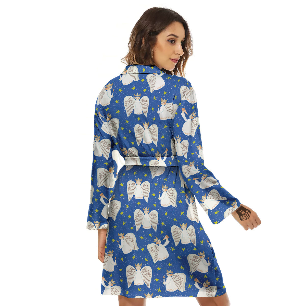 Snowflake And Angel Print Pattern Women's Robe-grizzshop