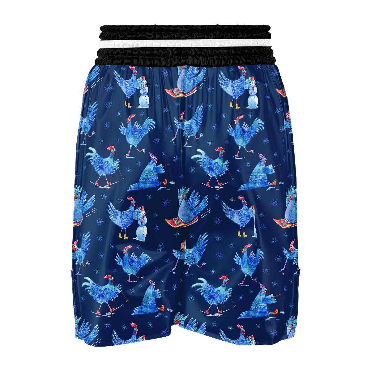 Snowflake And Rooster Print Pattern Boxing Shorts-grizzshop