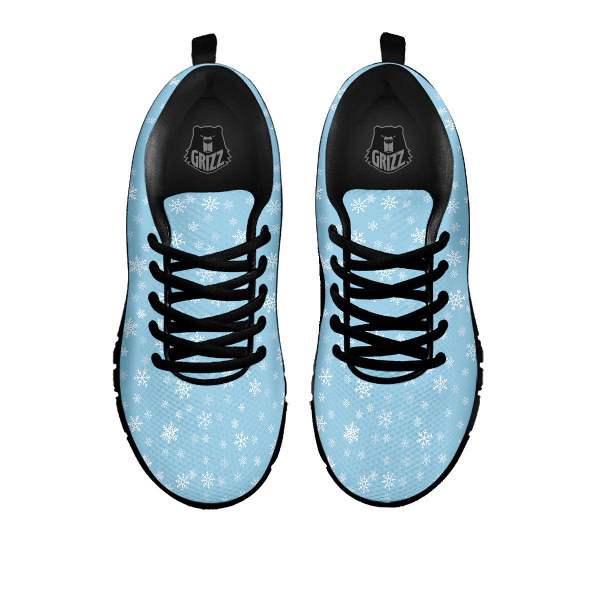 Snowflake Blue Print Pattern Black Sneaker-grizzshop