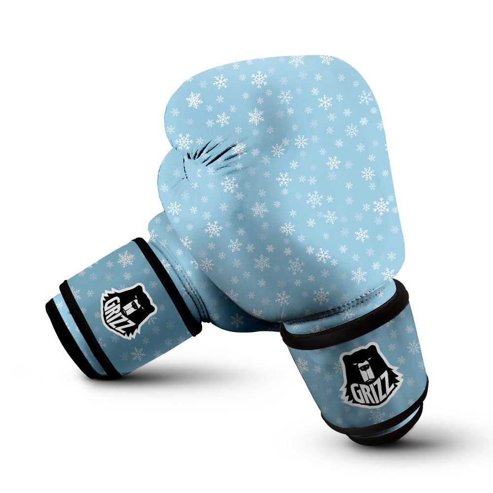 Snowflake Blue Print Pattern Boxing Gloves-grizzshop
