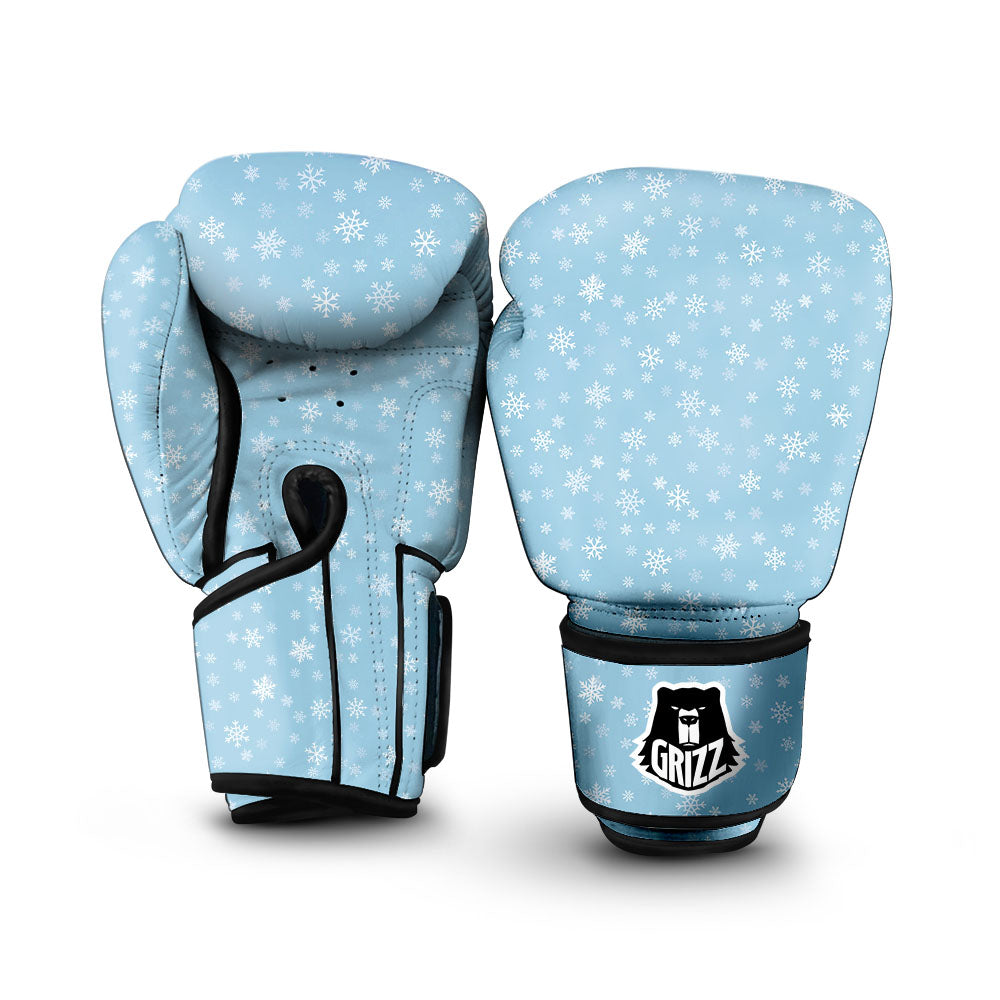 Snowflake Blue Print Pattern Boxing Gloves-grizzshop