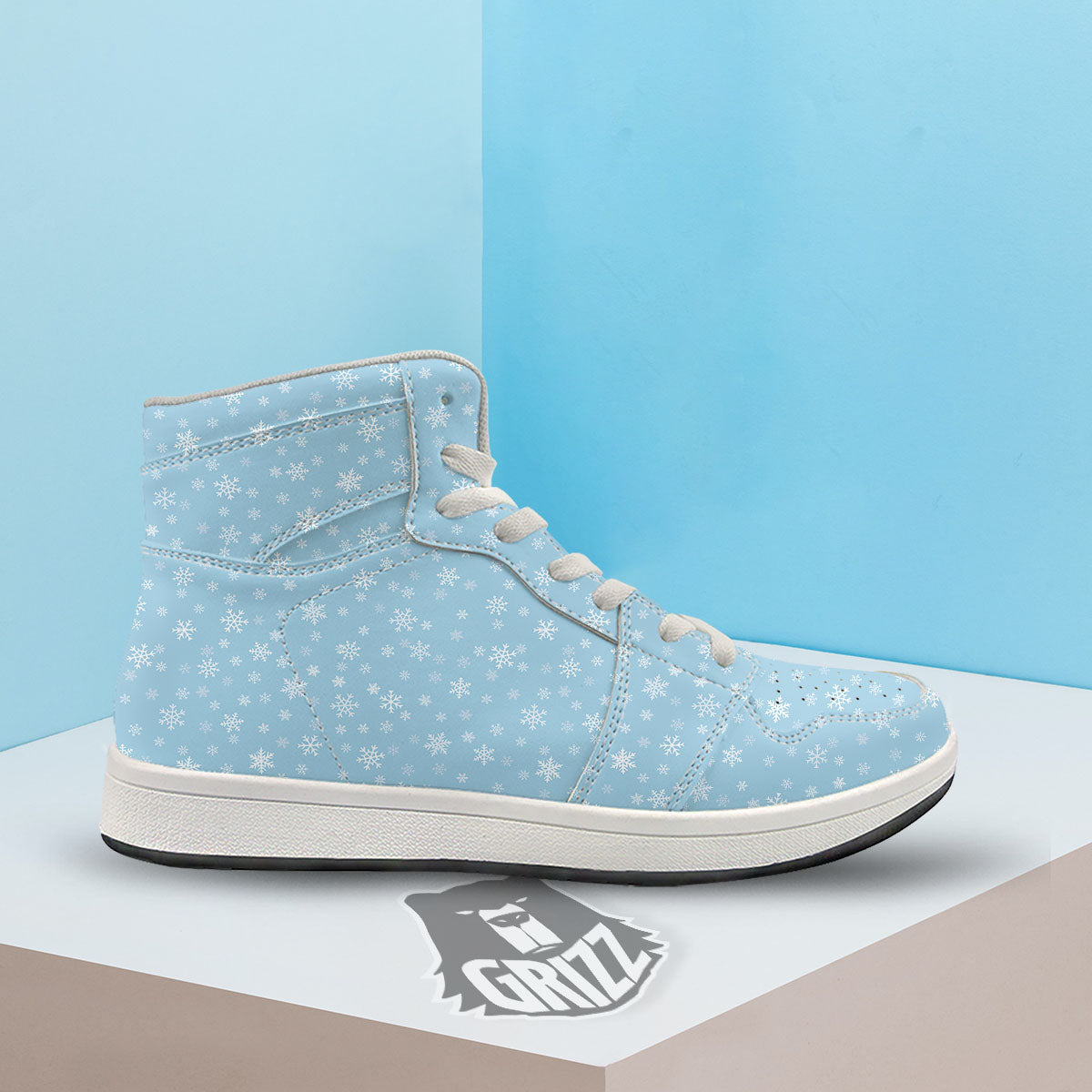 Snowflake Blue Print Pattern High Top Sneakers-grizzshop