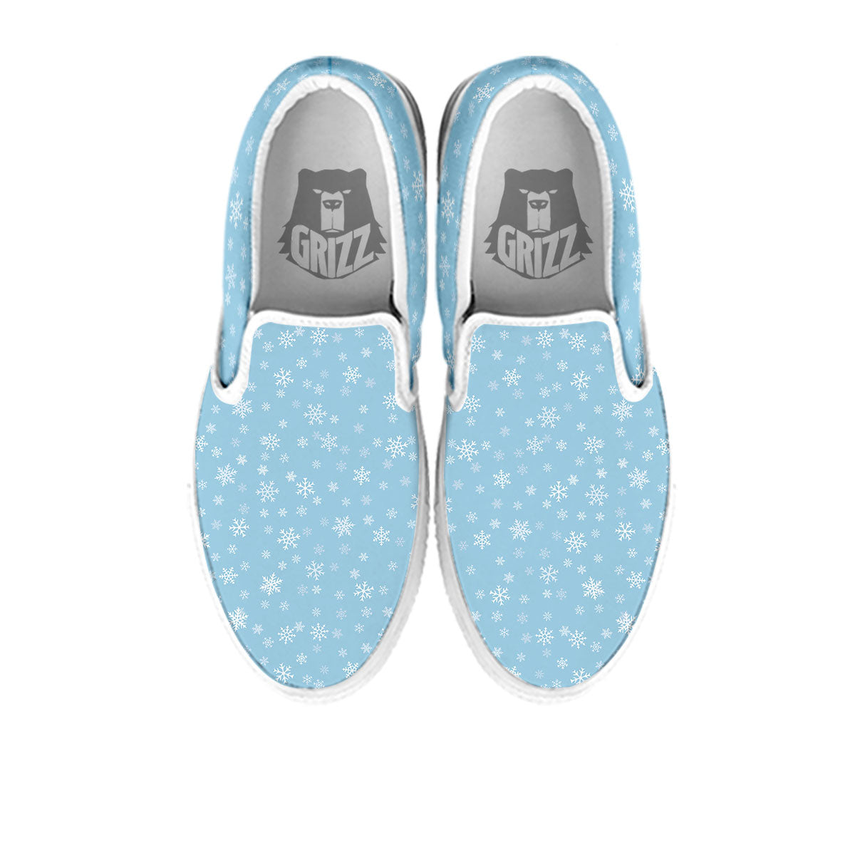 Snowflake Blue Print Pattern White Slip On Shoes-grizzshop
