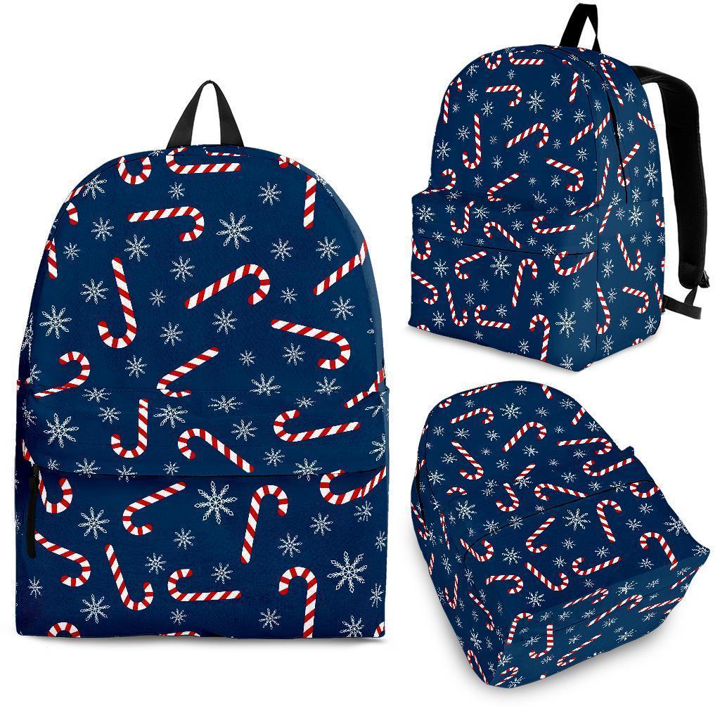 Snowflake Candy Cane Pattern Print Backpack-grizzshop