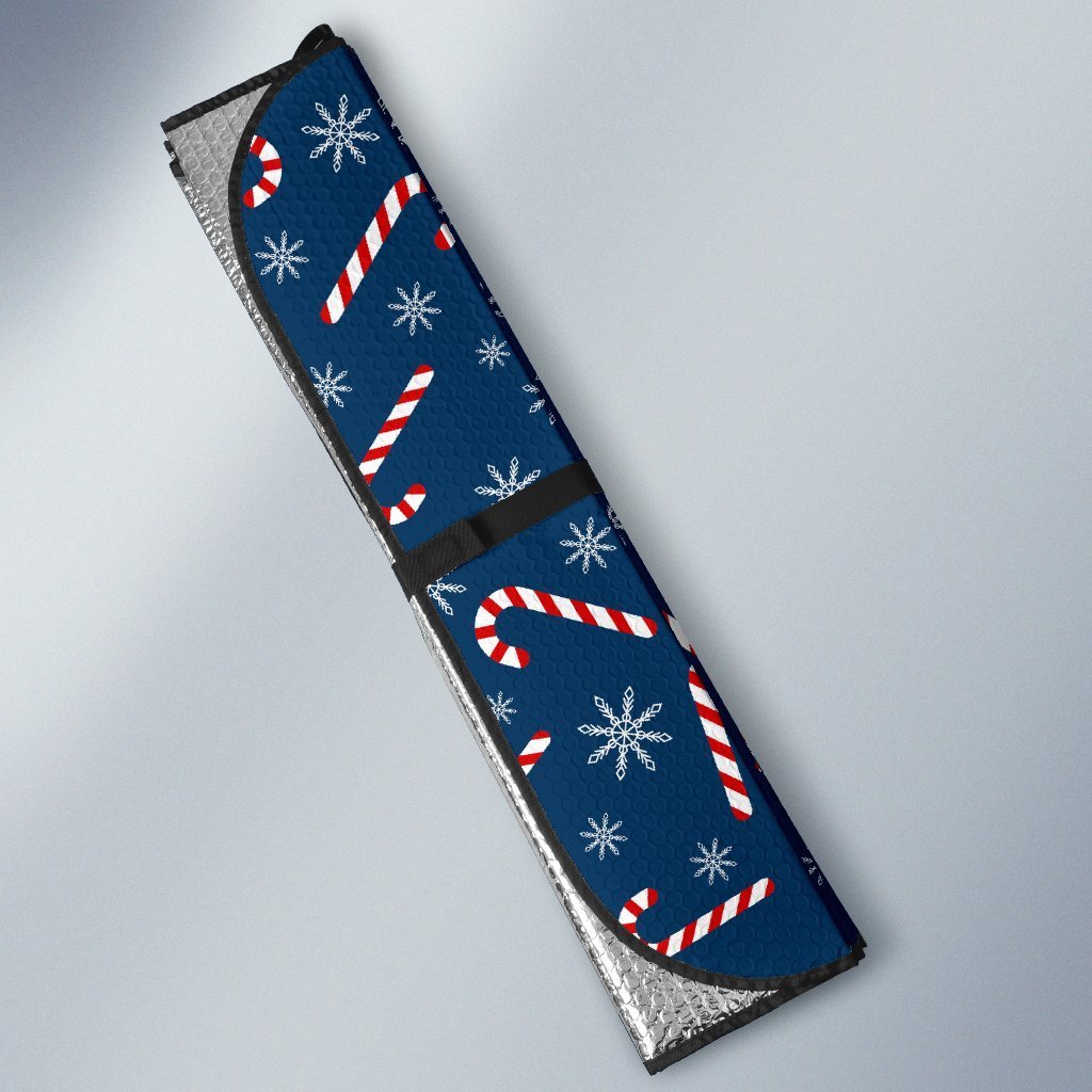 Snowflake Candy Cane Pattern Print Car Sun Shade-grizzshop
