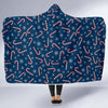 Snowflake Candy Cane Pattern Print Hooded Blanket-grizzshop