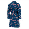 Snowflake Candy Cane Pattern Print Men Long Robe-grizzshop