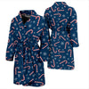 Snowflake Candy Cane Pattern Print Men Long Robe-grizzshop