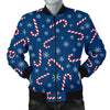 Snowflake Candy Cane Pattern Print Men's Bomber Jacket-grizzshop