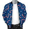 Snowflake Candy Cane Pattern Print Men's Bomber Jacket-grizzshop