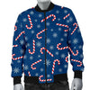 Snowflake Candy Cane Pattern Print Men's Bomber Jacket-grizzshop