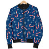 Snowflake Candy Cane Pattern Print Men's Bomber Jacket-grizzshop