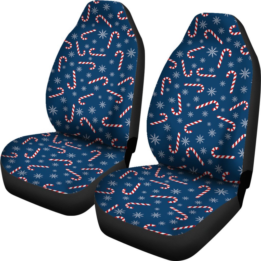 Snowflake Candy Cane Pattern Print Universal Fit Car Seat Covers-grizzshop