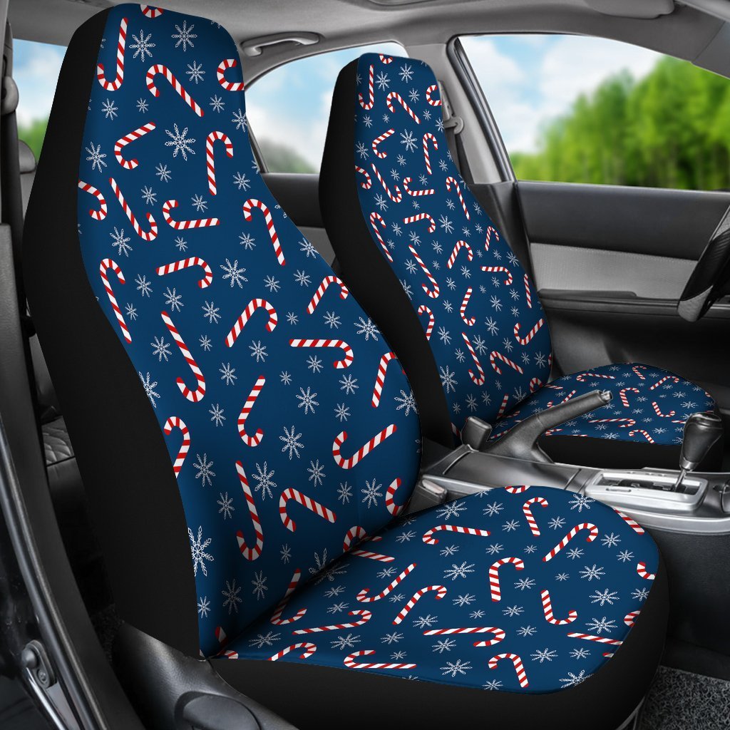 Snowflake Candy Cane Pattern Print Universal Fit Car Seat Covers-grizzshop