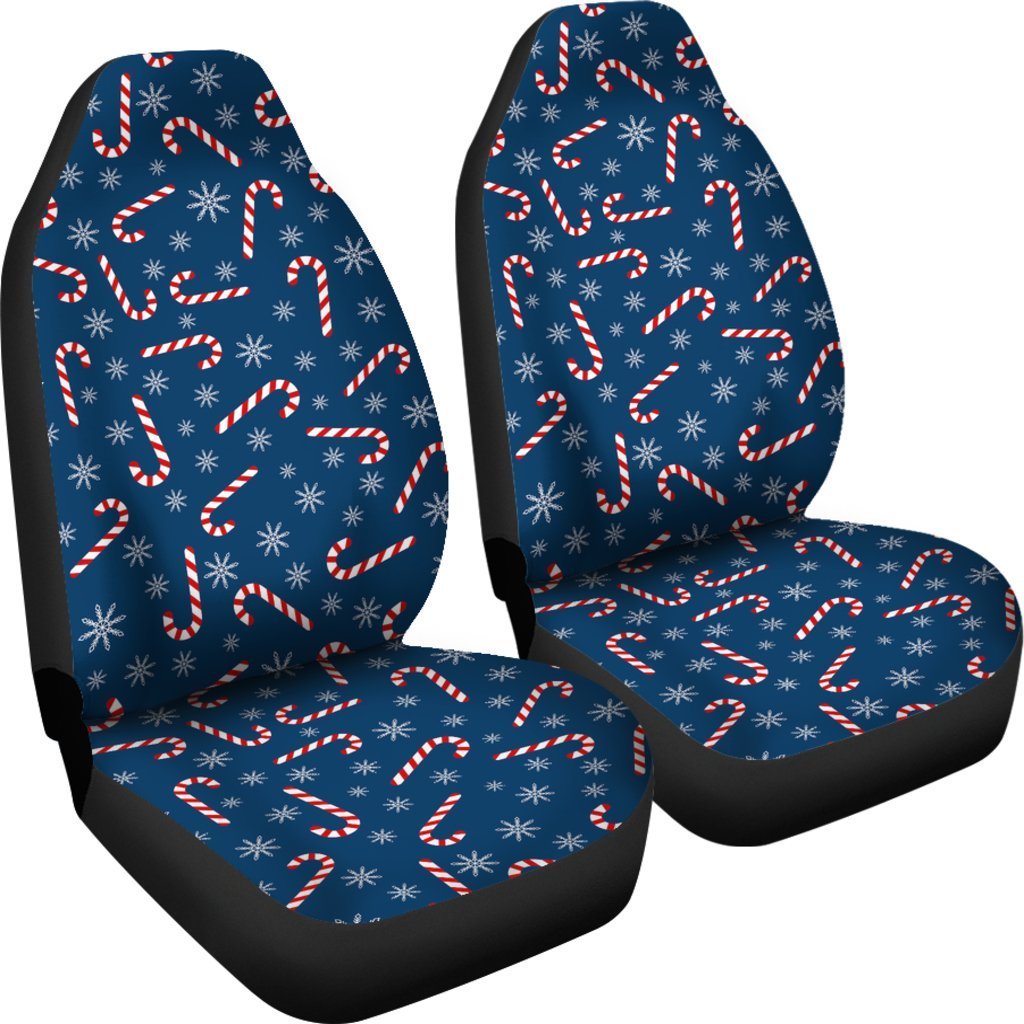 Snowflake Candy Cane Pattern Print Universal Fit Car Seat Covers-grizzshop