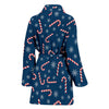 Snowflake Candy Cane Pattern Print Women Long Robe-grizzshop