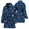 Snowflake Candy Cane Pattern Print Women Long Robe-grizzshop