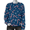 Snowflake Candy Cane Pattern Print Women's Sweatshirt-grizzshop