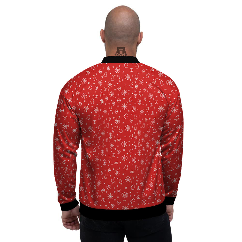 Snowflake Christmas Print Pattern Men's Bomber Jacket-grizzshop