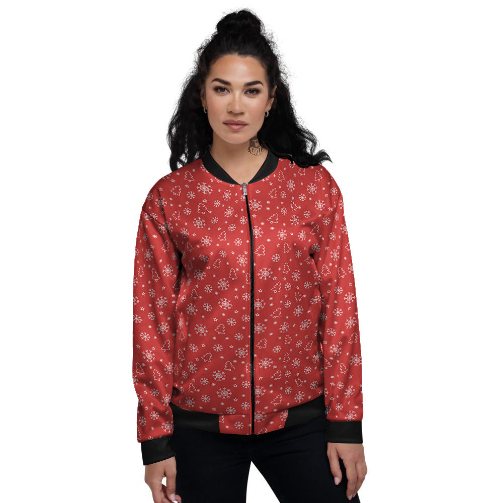 Snowflake Christmas Print Pattern Women's Bomber Jacket-grizzshop
