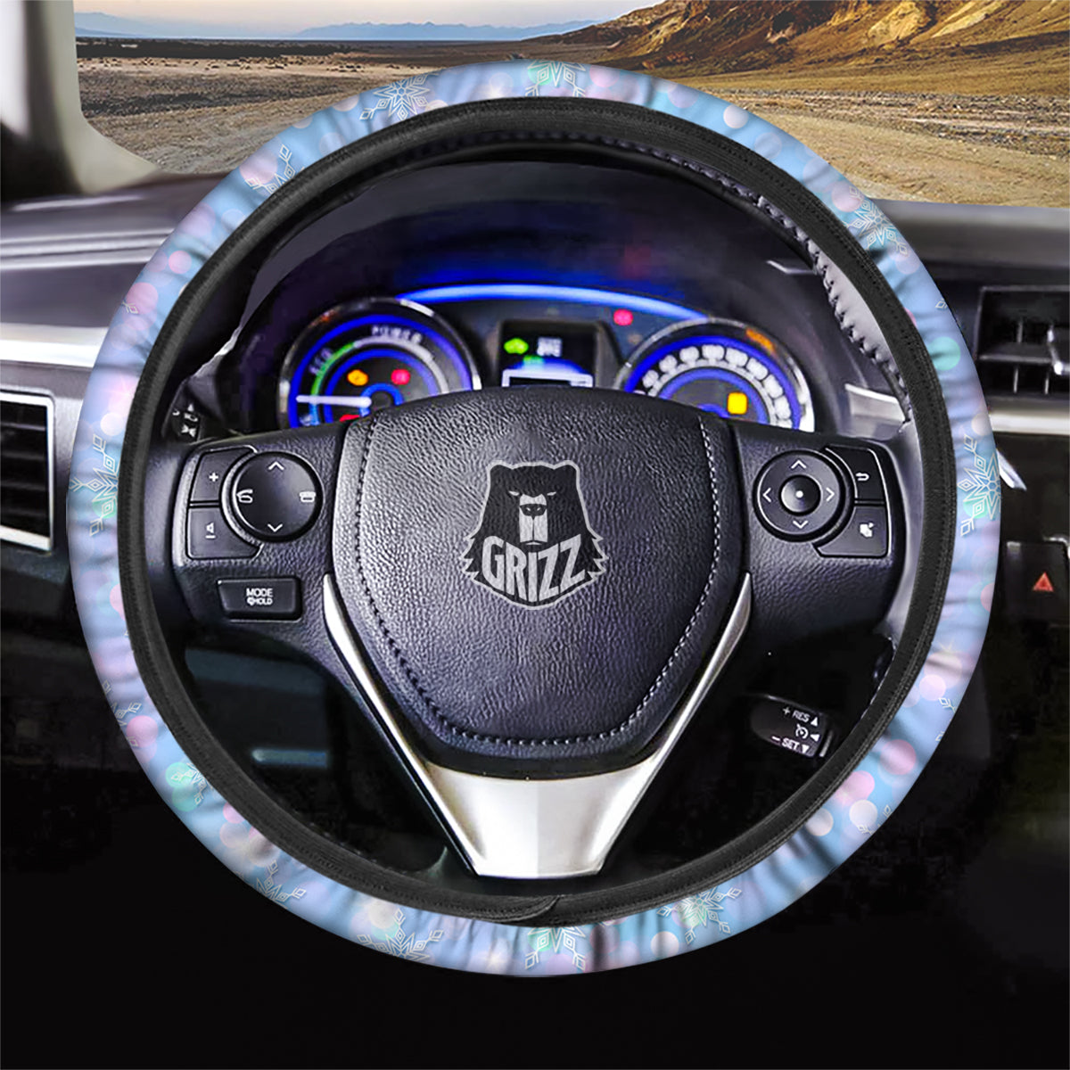 Snowflake Pastel Color Print Pattern Car Steering Wheel Cover-grizzshop