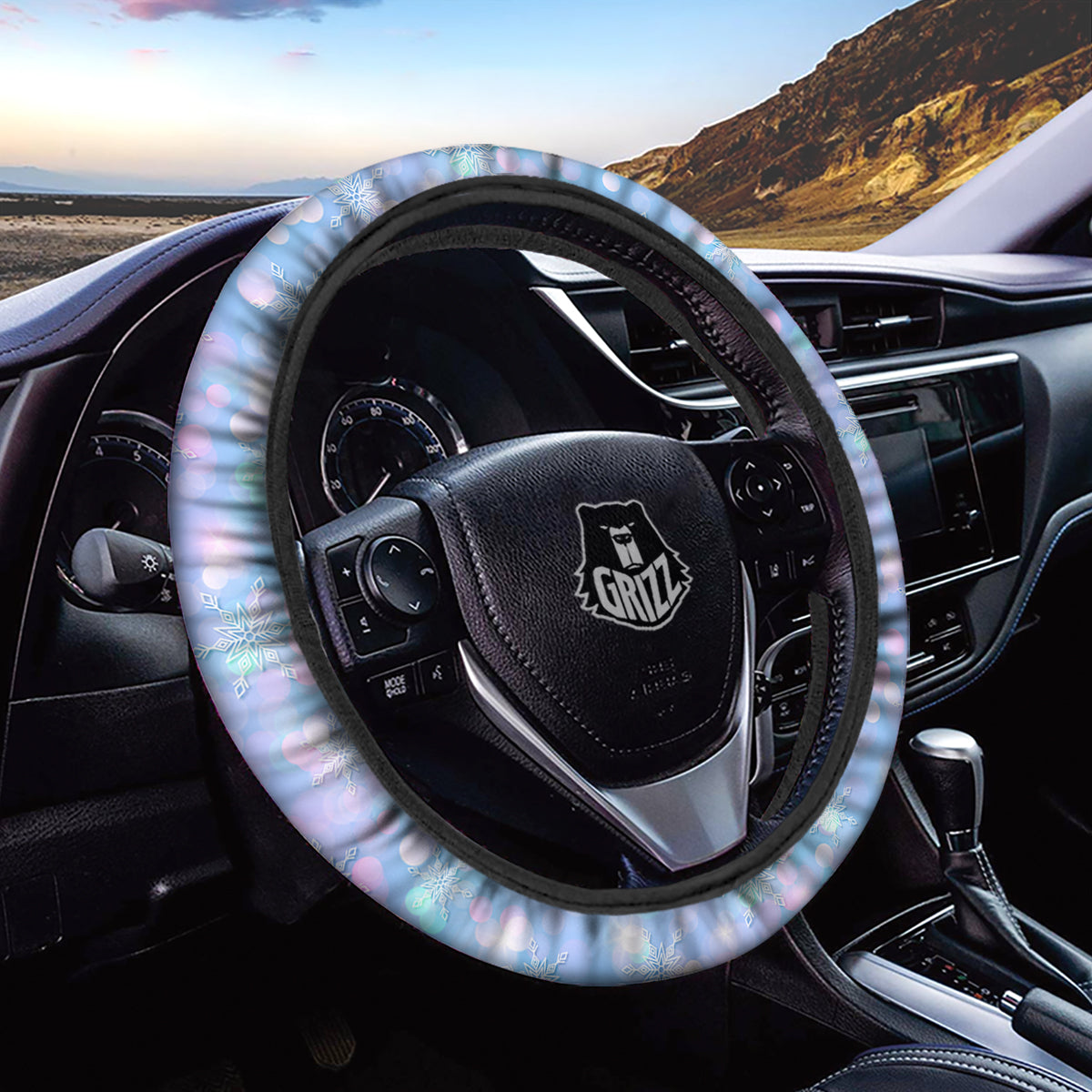 Snowflake Pastel Color Print Pattern Car Steering Wheel Cover-grizzshop