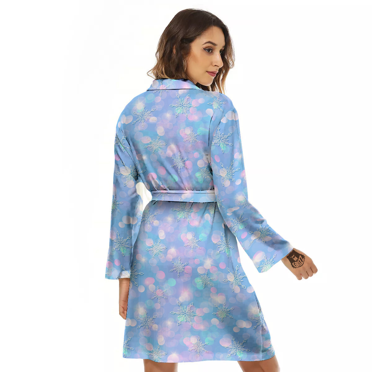 Snowflake Pastel Color Print Pattern Women's Robe-grizzshop
