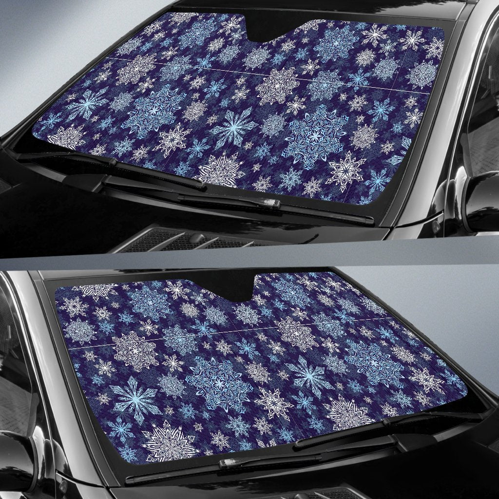 Snowflake Pattern Print Car Sun Shade-grizzshop