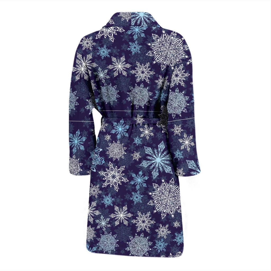 Snowflake Pattern Print Men Long Robe-grizzshop