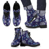 Snowflake Pattern Print Men Women Leather Boots-grizzshop