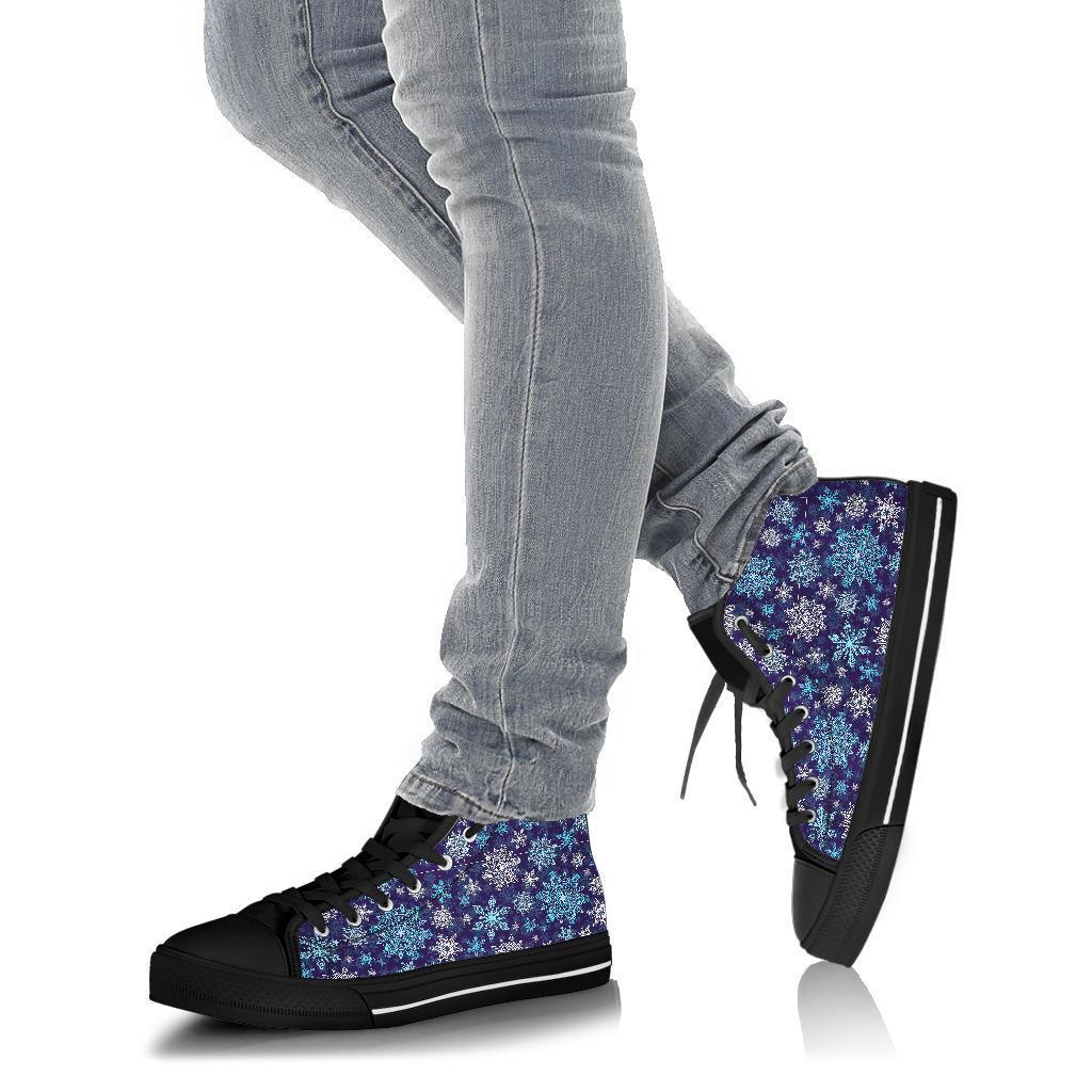 Snowflake Pattern Print Men Women's High Top Shoes-grizzshop