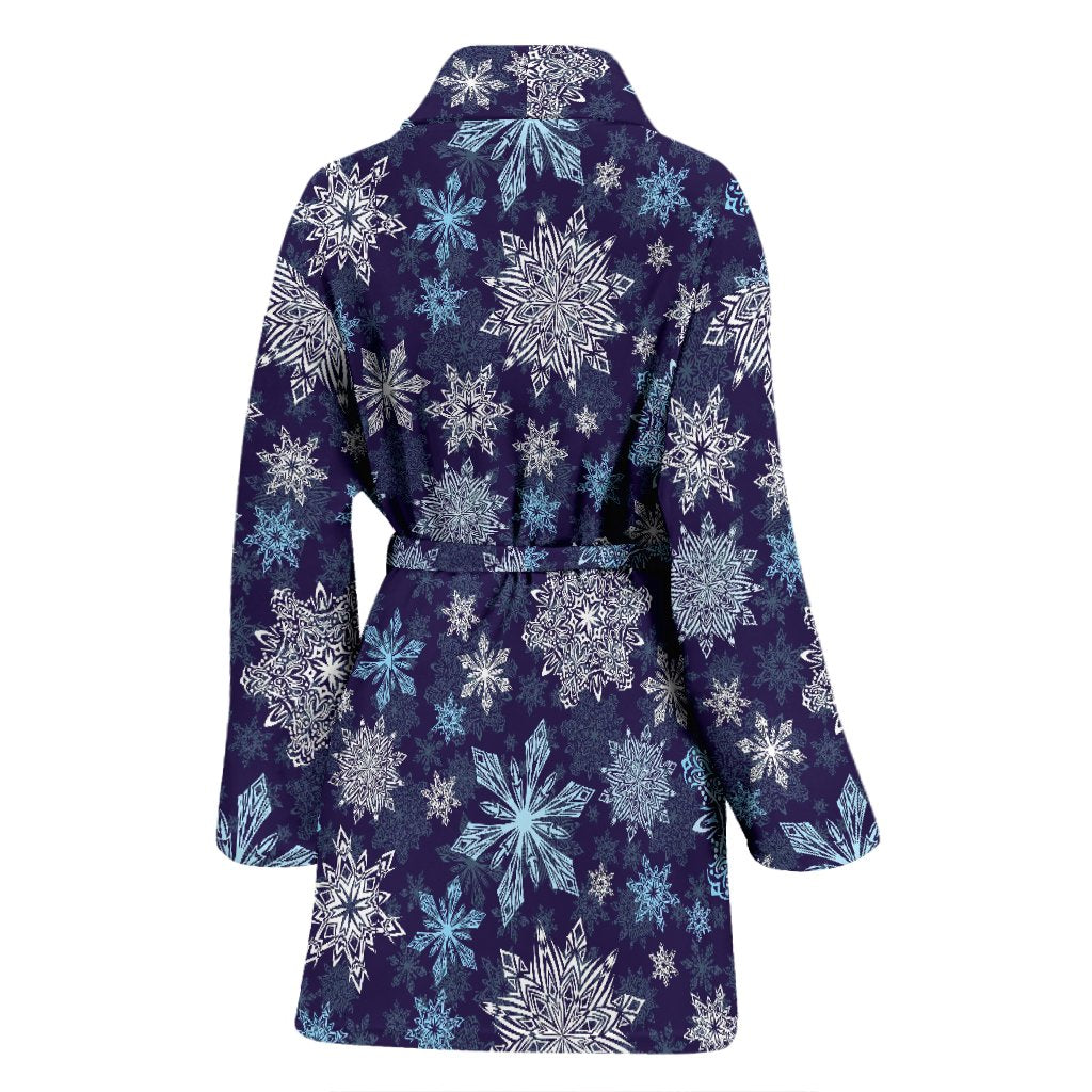 Snowflake Pattern Print Women Long Robe-grizzshop