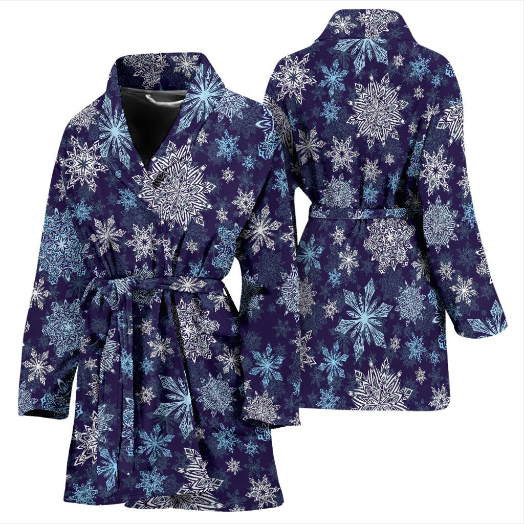 Snowflake Pattern Print Women Long Robe-grizzshop