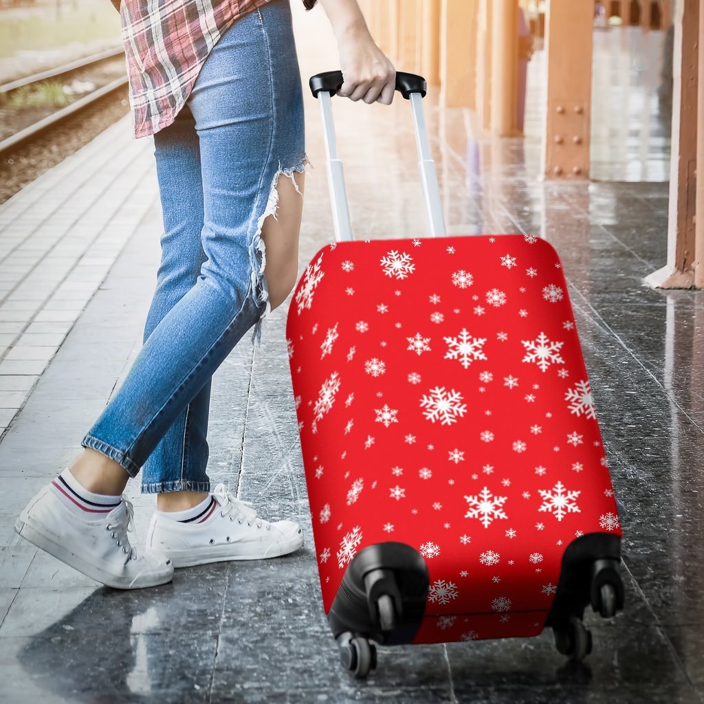 Snowflake Print Pattern Luggage Cover Protector-grizzshop