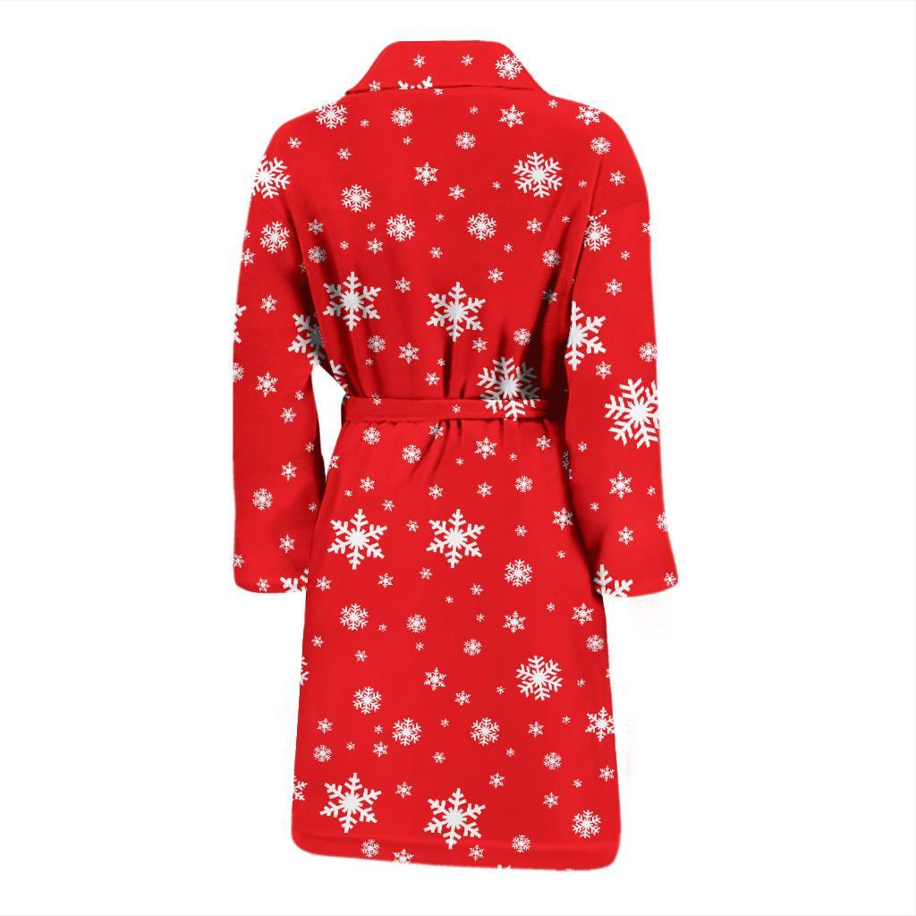 Snowflake Print Pattern Men Long Robe-grizzshop