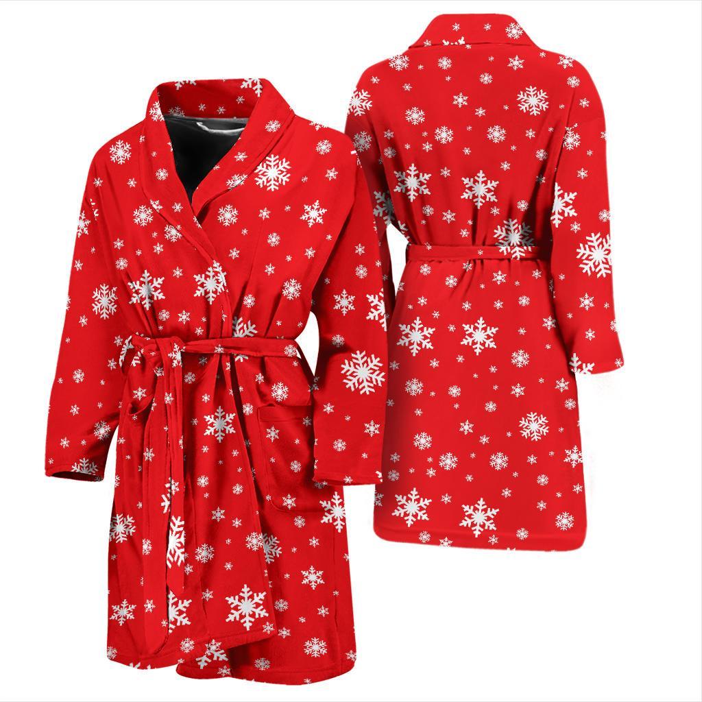 Snowflake Print Pattern Men Long Robe-grizzshop